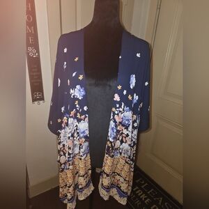 Maurices Navy Floral Kimono